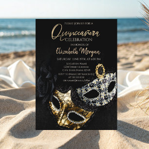 Invitation Masque Élégant de Confettis, Quinceañera de Mascar
