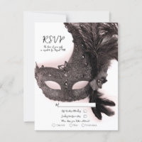 Masque Élégant de Mascarade Rose Pâle Mariage RSVP