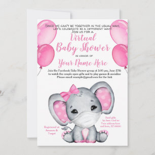 Invitation Masque éléphant Douche virtuelle Baby Girl Invitat