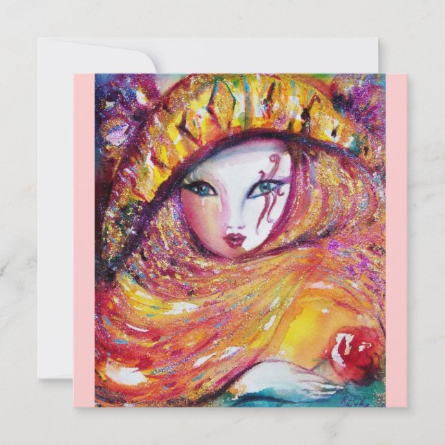 Invitation MASQUE EN JAUNE Masques de Carnaval Fête de Mascar (Devant)