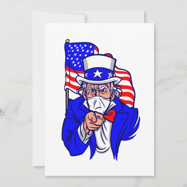 Invitation masque facial de l'oncle Sam patriotique usa (Devant)