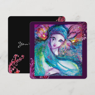 Invitation MASQUE LADY BLEU Élégante Soirée de Mascarade, Ble