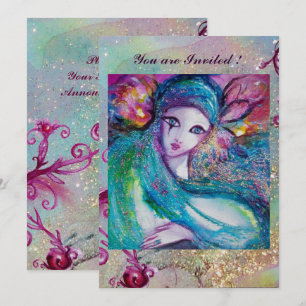 Invitation MASQUE LADY BLUE Fête élégante de masques Sarcelle