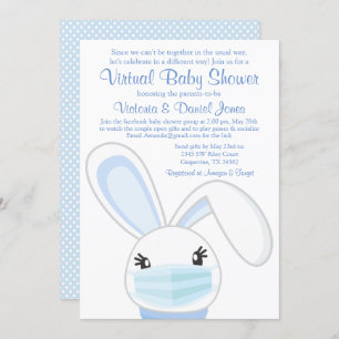 Invitation Masque lapin garçon Masque lapin Baby shower virtu