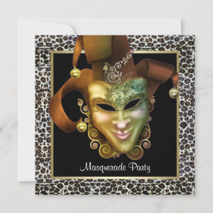 Invitation Masque léopard Black et Gold Masquerade Party