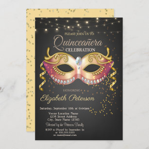 Invitation Masque, Lumière, Diamants Masquerad Quinceañera