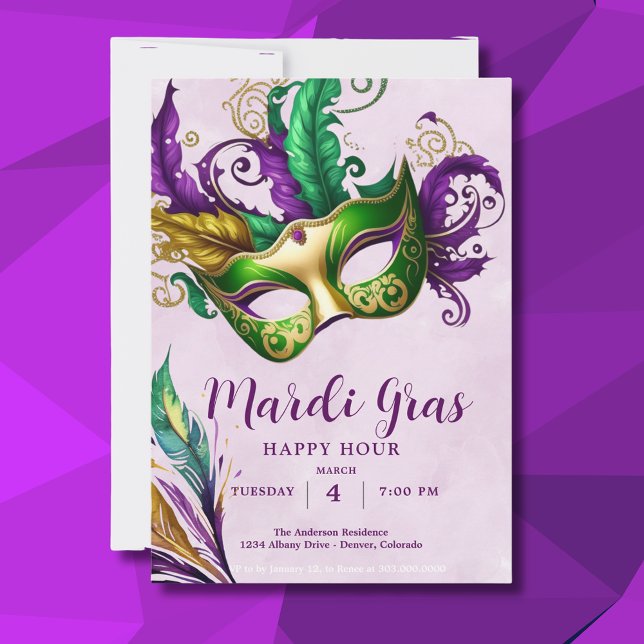 Invitation Masque Mardi Gras (Créateur téléchargé)