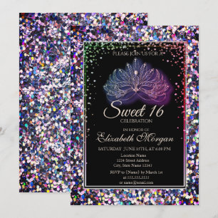 Invitation Masque Moderne Élégant, Diamants Paillettes Sweet 