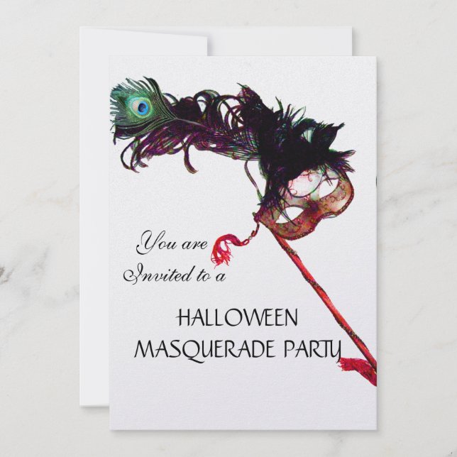 Invitation MASQUE POUR FÊTE DÉGUISEE HALLOWEEN, glace blanche (Devant)