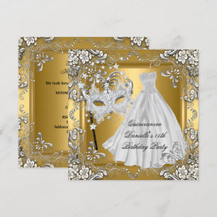 Invitation Masque Quinceanera 15e Anniversaire Masque Or