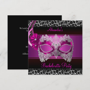 Invitation Masque Rose Clair pour Enterrement de Vie de Jeune
