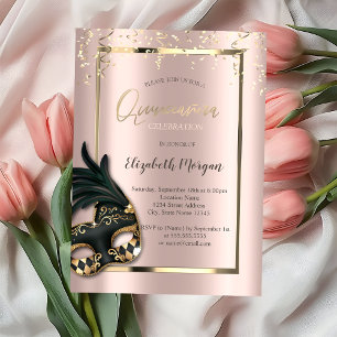 Invitation Masque Rose Gold Masquerade Quinceañera
