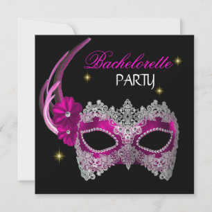 Invitation Masque rose noir pour enterrement de vie de jeune 