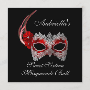 Invitation Masque rouge/blanc "de boule de mascarade de sweet
