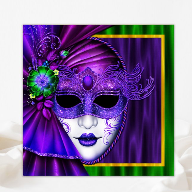 Invitation Masque Vénitien Élégant Mariage Mardi Gras (Créateur téléchargé)