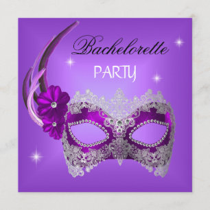 Invitation Masque Violet Enterrement de Vie de Jeune Fille No