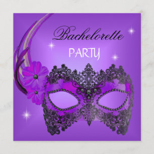 Invitation Masque Violet Enterrement de Vie de Jeune Fille No