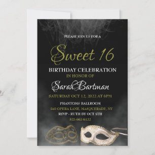 Invitation masquée pour un sweet 16