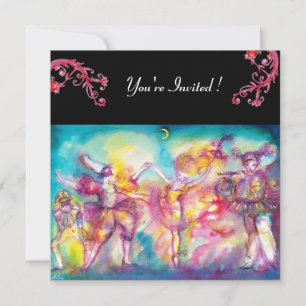 Invitation MASQUERADE BALL, fleurs rouges