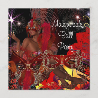 Invitation Masquerade Ball Party Masque Black Red Shogirl