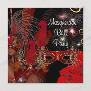 Invitation Masquerade Ball Party Masque Black Red Shogirl 3