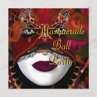 Invitation Masquerade Ball Party Masque Noir Rouge 2