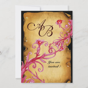 Invitation MASQUERADE BÉRIES MAGIQUES MONOGRAM, Parchemin