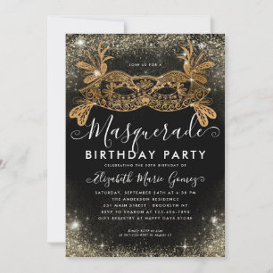 Invitation Masquerade Black Gold Parties scintillant Dust Ann