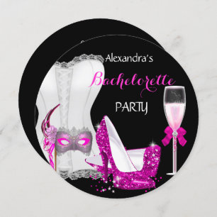 Invitation Masquerade Champagne Bachelorette Corset Rose R