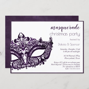 Invitation Masquerade de masque violet Mardi Gras Fête