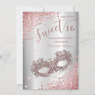 Invitation Masquerade diamant luxe rose or doux 16 Invi