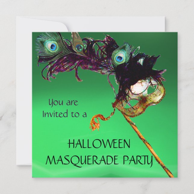 Invitation MASQUERADE EMERALD, Green Orange (Devant)
