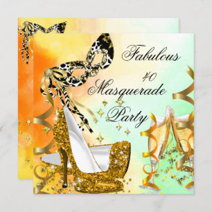 Invitation Masquerade Fabuleux 40 Woman's Gold High Heels 3