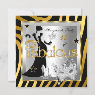 Invitation Masquerade Fabuleux 50 Zebra Gold Argent Noir