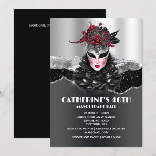 Invitation Masquerade filles bal anniversaire élégant masques