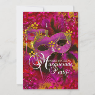 Invitation Masquerade Fleur de Gold Rose pour un S