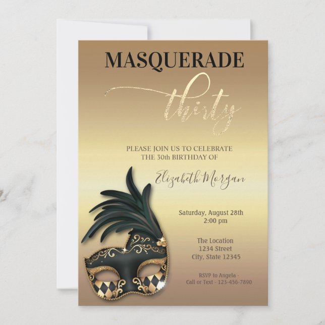 Invitation Masquerade Gold 30e anniversaire (Devant)
