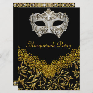 Invitation Masquerade Gold Black Hot Glamour fête d'anniversa