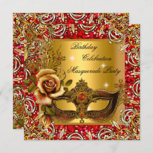 Invitation Masquerade Gold Masque Parties scintillant Rouge A