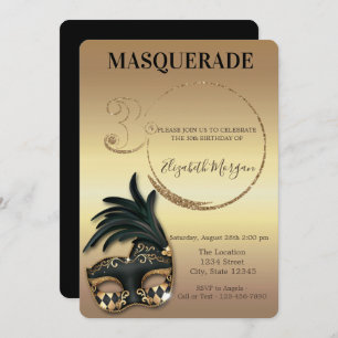 Invitation Masquerade Gold Parties scintillant 30e anniversai
