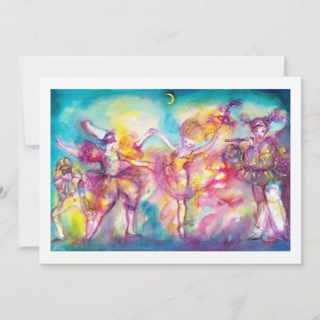 Invitation MASQUERADE, Mardi Gras Masques, Danse, Musique (Devant)