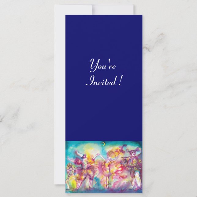 Invitation MASQUERADE, Mardi Gras Masques, Danse, Musique (Devant)