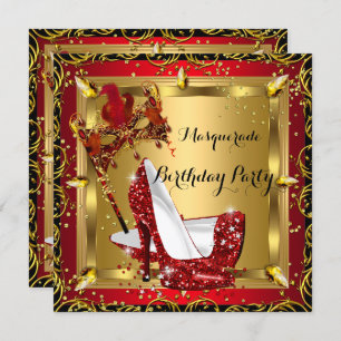 Invitation Masquerade Masque Chaussure haute talon rouge Anni