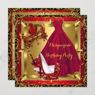 Invitation Masquerade Masque Chaussure haute talon rouge Anni