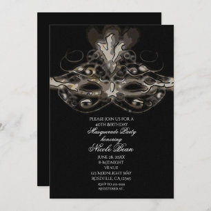 Invitation Masquerade Masque Moderne Chic Main Tirée Invitati