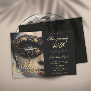 Invitation Masquerade Masque Or Noir Surprise 50e anniversair