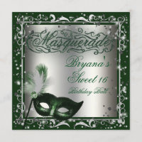 Masquerade Masque Silver & Green fête d'anniversai