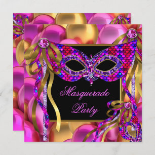 Invitation Masquerade Masques Rose violet bleu Anniversaire
