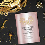 Invitation Masquerade Parties scintillant or étincelant rose<br><div class="desc">Cette invitation à la fête d'anniversaire de sweet sixteen, moderne et chic, est parfaite pour la jeune fille moderne et élégante. Il est doté d'un masque de mascarade de parties scintillant en or scintillant sur mesure sur un arrière - plan rose et rêveur et des confettis de parties scintillant. C'est...</div>