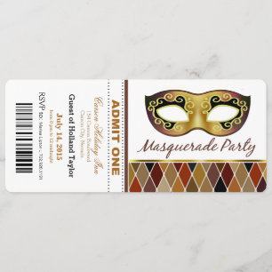 Invitation Masquerade Party Admettre un billet  bronze